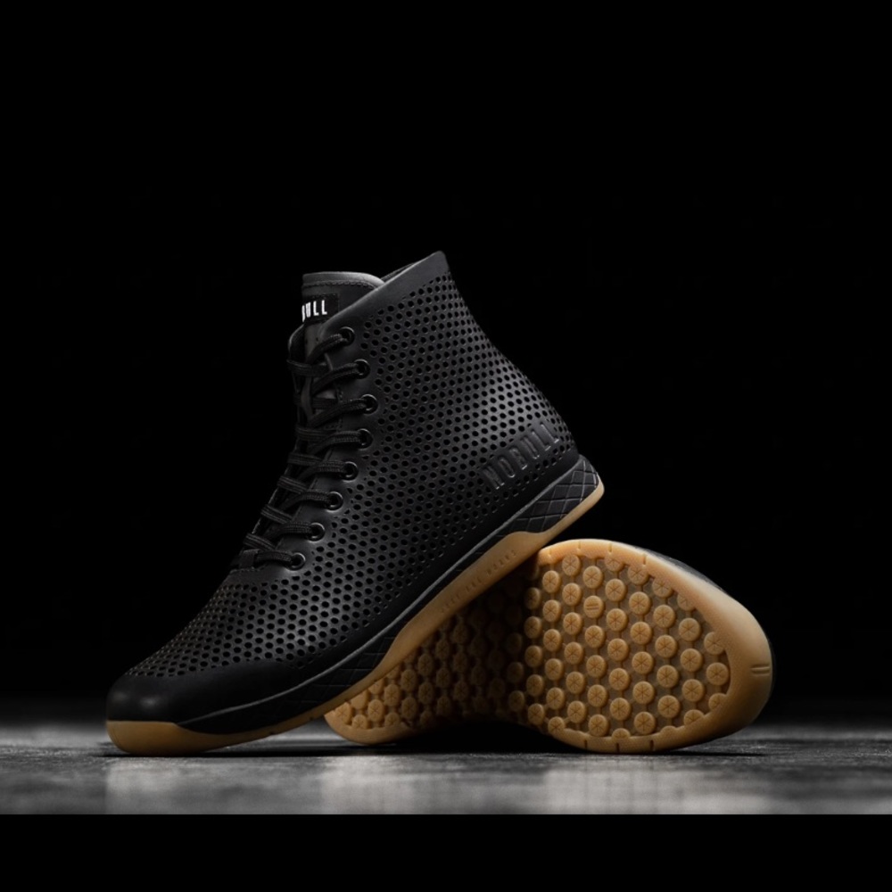 Black leather high top no bull trainers